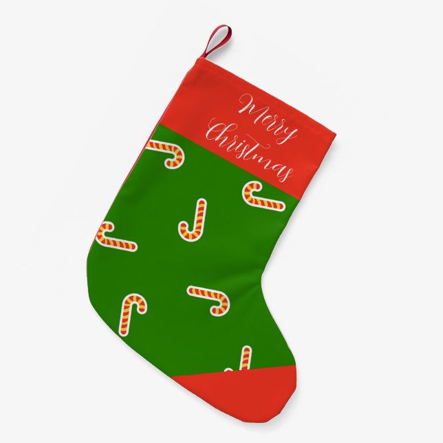 Petite Chaussette De Noël Joyeux Noël cannes de bonbon vertes (Devant (Accrochage))