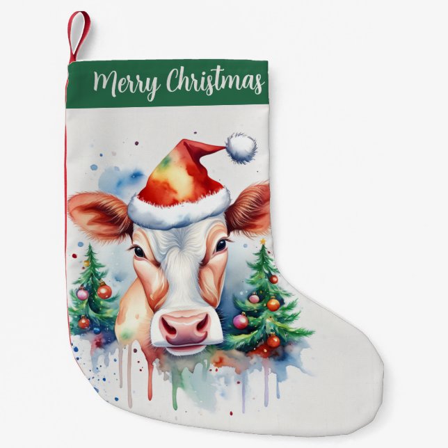 Petite Chaussette De Noël Joyeux Noël Casquette vache festive - (Devant)