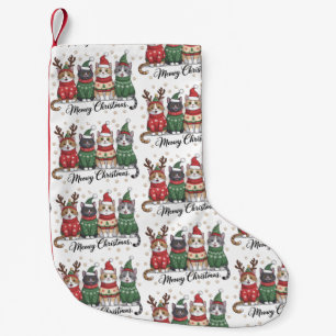 Petite Chaussette De Noël Joyeux Noël chat mignon chats avec chapeau de Père