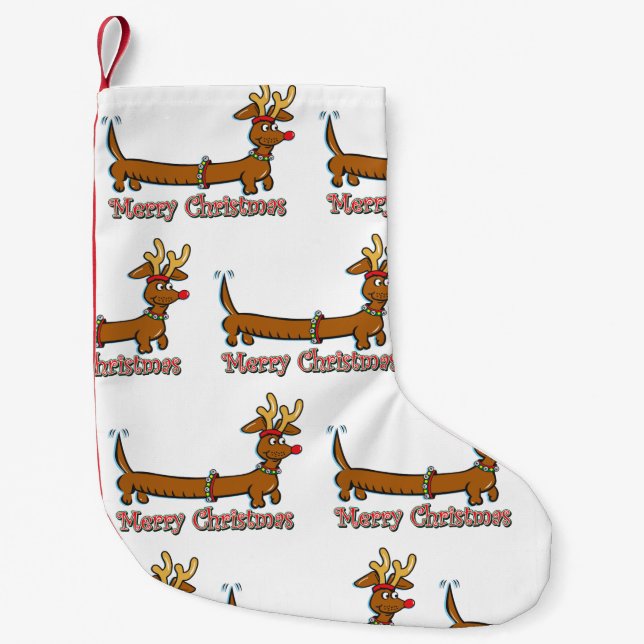 Petite Chaussette De Noël Joyeux Noël Dachshund (Devant)