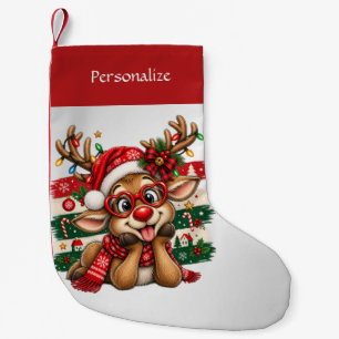 Petite Chaussette De Noël Joyeux Noël de Renne Personnalisé de Fêtes