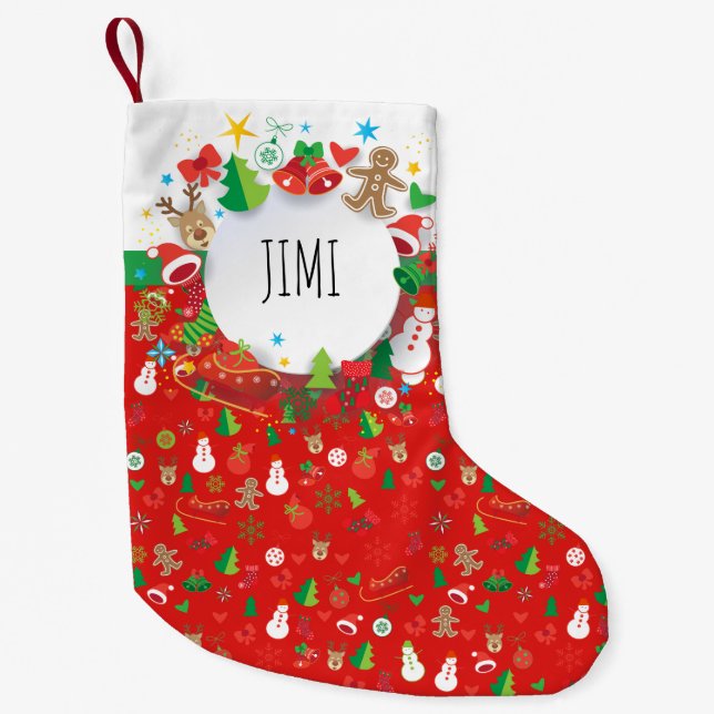 Petite Chaussette De Noël Joyeux Noël et Bonne Année ! Monogramme XMAS (Devant)