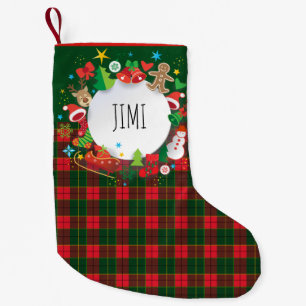 Petite Chaussette De Noël Joyeux Noël et Bonne Année ! Motif Écosse