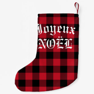 Petite Chaussette De Noël Joyeux Noel French Red Buffalo Check