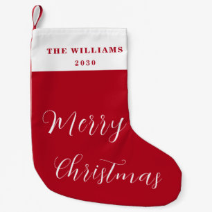 Petite Chaussette De Noël Joyeux Noël moderne rouge Script minimal