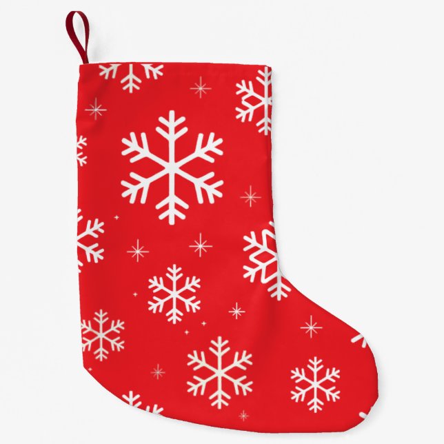 Petite Chaussette De Noël Joyeux Noël moderne Snowflakes Motif Vert (Devant)
