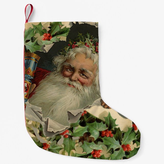 Petite Chaussette De Noël Joyeux Noël Père Noël classique antique (Devant)