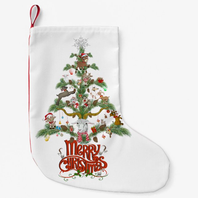Petite Chaussette De Noël Joyeux Noël pour les amateurs de CHÈVRES ARBRE DE  (Devant)