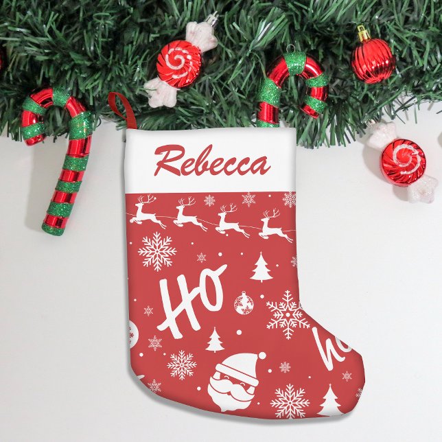 Petite Chaussette De Noël Joyeux Noël Red Père Noël Motif (Add festive charm to your home with our stylish Christmas stockings, perfect for gifts & cozy decor!)