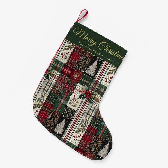 Petite Chaussette De Noël Joyeux Noël Rustique Plaid Motif (Devant (Accrochage))