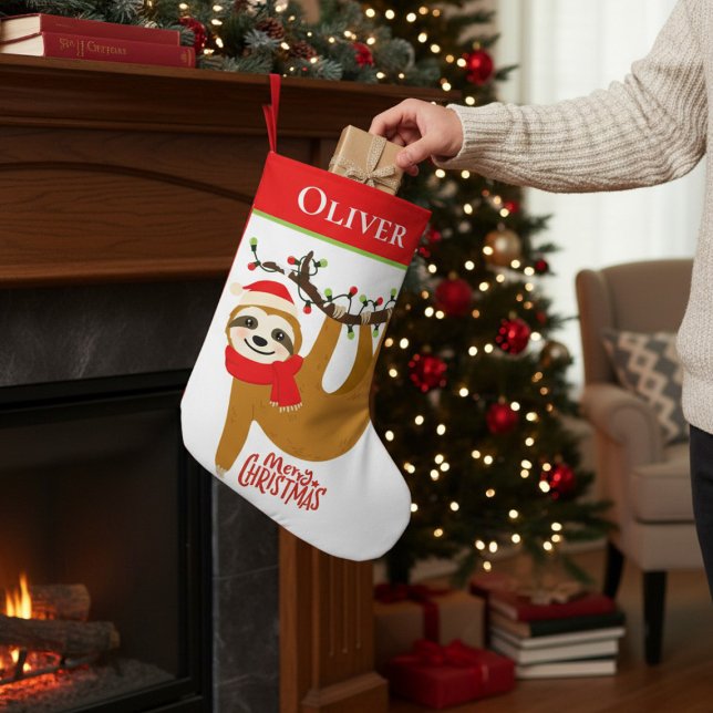 Petite Chaussette De Noël Joyeux Noël Sloth | Vacances personnalisées (Créateur téléchargé)