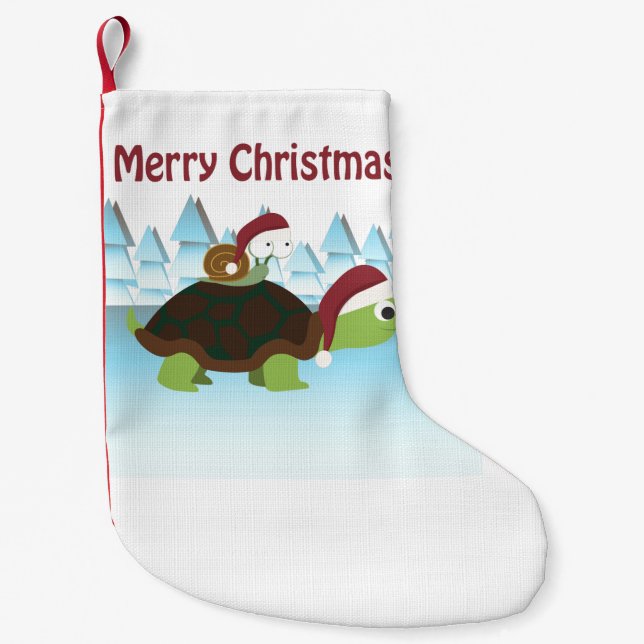 Petite Chaussette De Noël Joyeux Noël! Tortue et escargot (Devant)