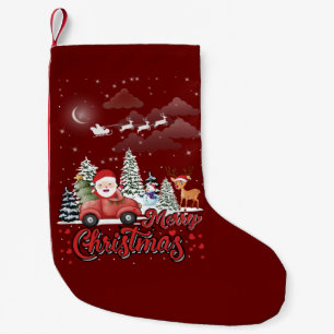Petite Chaussette De Noël Joyeux Noël Vintage Red Père Noël Truck Cadeaux