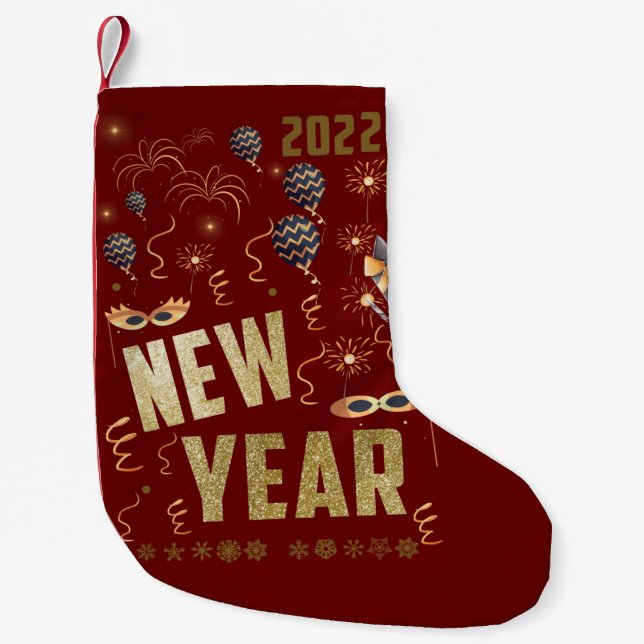 Petite Chaussette De Noël Joyeux Nouvel An 2022, Fête de la Parties scintill (Devant)