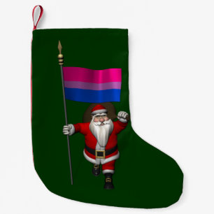 Petite Chaussette De Noël Joyeux Père Noël avec le drapeau de la Bi Pride