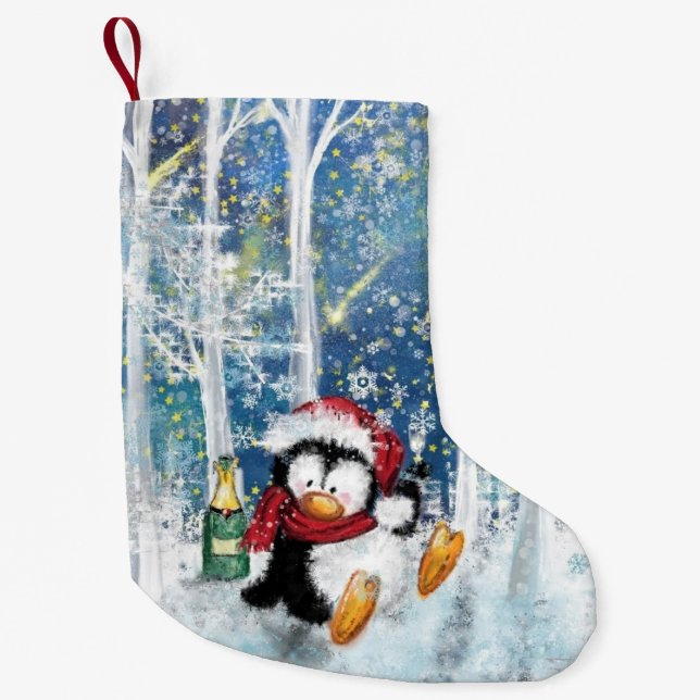 Petite Chaussette De Noël Joyeux pingouin - Noël (Devant)