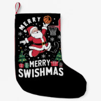 Joyeux Swishmas Noël Père Noël Jouer Basketball