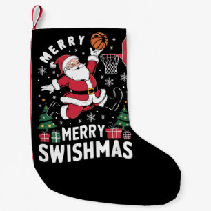 Petite Chaussette De Noël Joyeux Swishmas Noël Père Noël Jouer Basketball