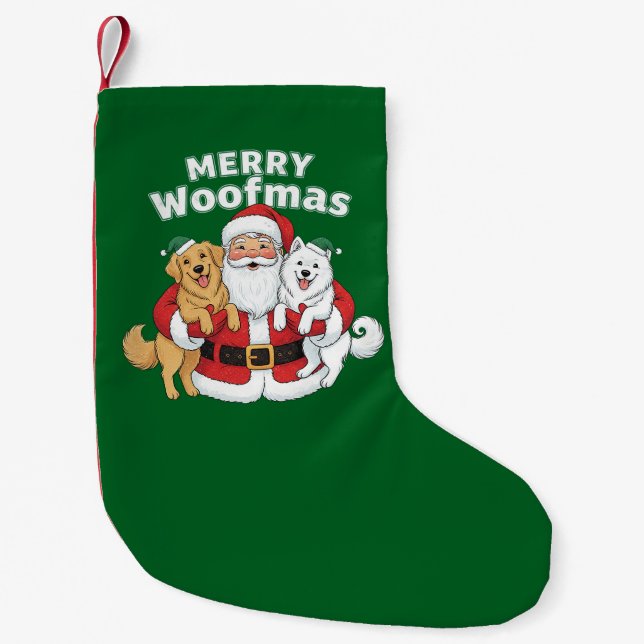 Petite Chaussette De Noël Joyeux Woofmas Noël (Devant)
