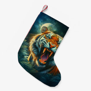 Petite Chaussette De Noël Jungle au clair de lune de tigres