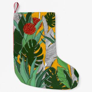 Petite Chaussette De Noël Jungle d'été : Motif de palmier lumineux.