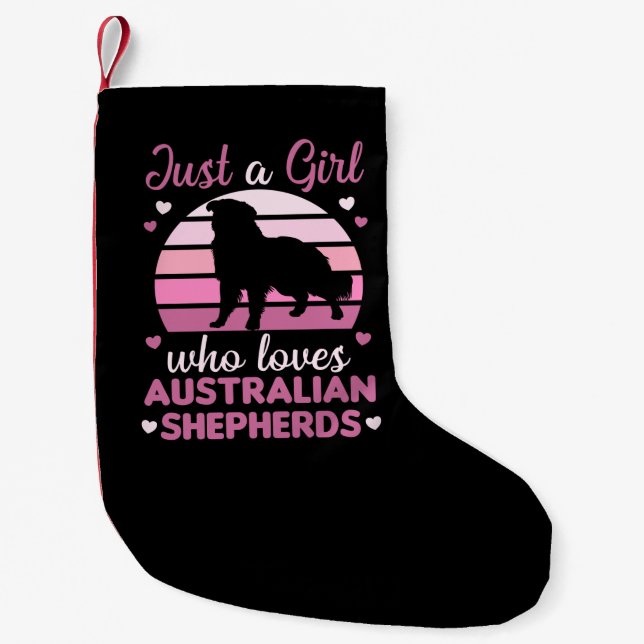 Petite Chaussette De Noël Juste une fille qui aime le chien berger australie (Devant)