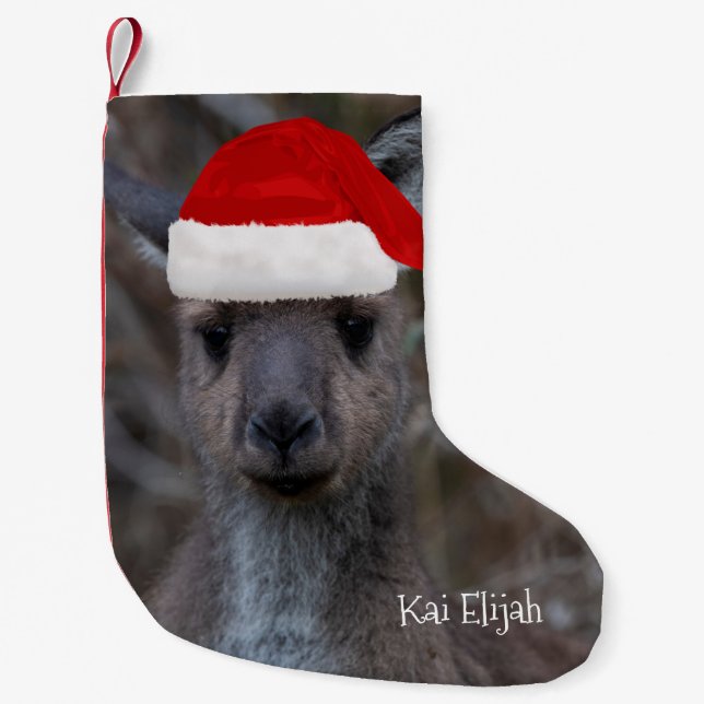 Petite Chaussette De Noël Kangaroo Australie Animal Red Santa Hat (Devant)