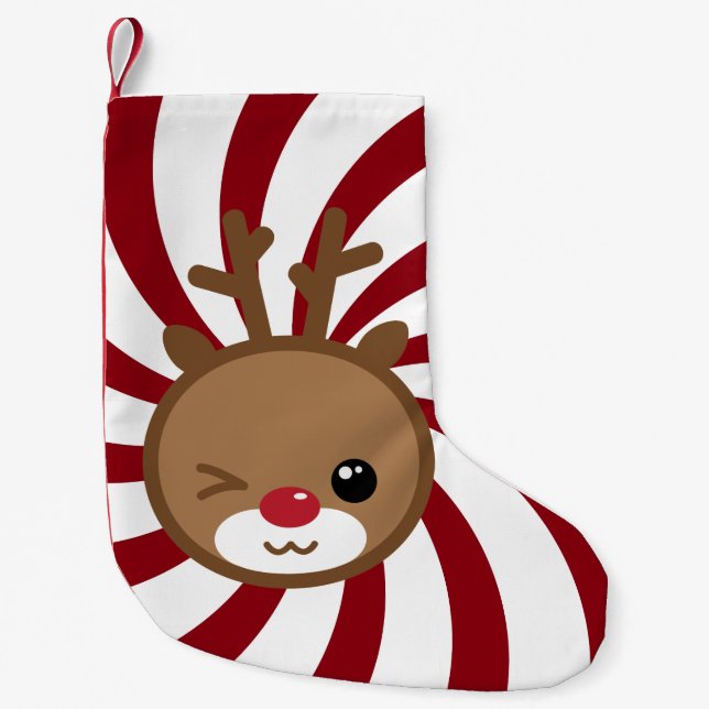 Petite Chaussette De Noël Kawaii Reindeer Noël Stocker (Devant)