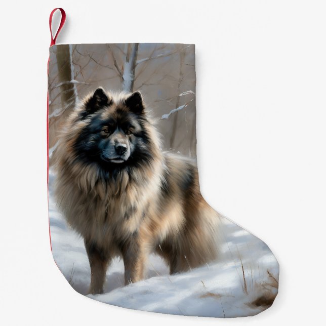 Petite Chaussette De Noël Keeshond Qu'Il Neige Noël (Devant)