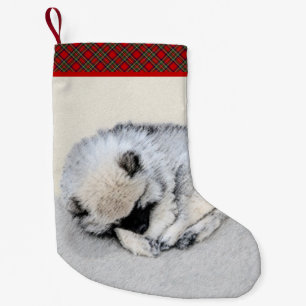 Petite Chaussette De Noël Keeshond Sleeping Puppy Peinture Chien Art origina