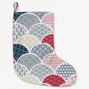 Petite Chaussette De Noël Kimono Line Art : Motif géométrique traditionnel