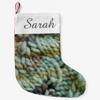 Petite Chaussette De Noël Knit Malabrigo Yarn Texture avec votre texte