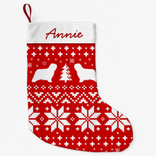 Petite Chaussette De Noël Komondor Chien Silhouettes Motif de vacances Rouge
