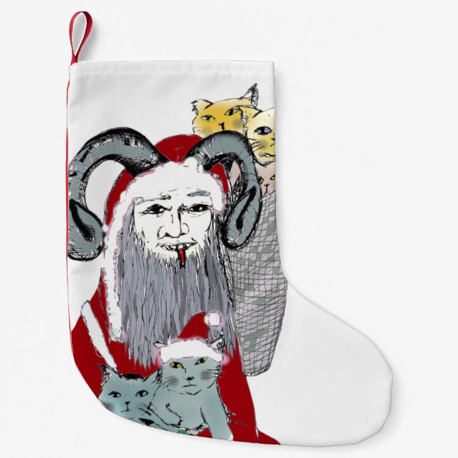 Petite Chaussette De Noël Krampus volant des chatons sur Noël (Devant)