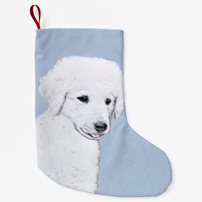 Petite Chaussette De Noël Kuvasz Peinture - Cute Original Chien Art (Devant)