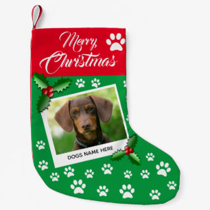 Petite Chaussette De Noël La photo de votre chien mignon chien