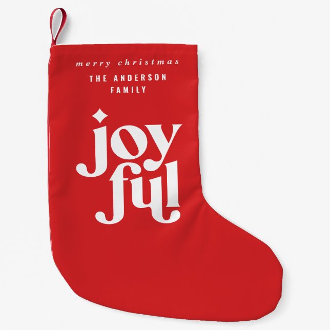 Petite Chaussette De Noël La typographie moderne joyeuse fête Noël famille (Devant)
