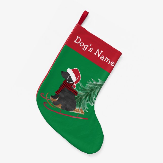 Petite Chaussette De Noël Labradoodé personnalisé traîneau de Noël (Devant (Accrochage))