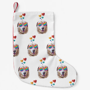 Petite Chaussette De Noël Labrador Chien avec Coeurs Saint-Valentin