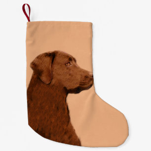 Petite Chaussette De Noël Labrador Retriever (Chocolat) Peinture - Chien Art