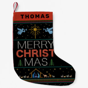 Petite Chaussette De Noël Laid T-shirt de NOËL Religieux Chrétien