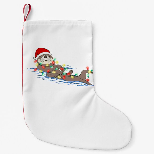 Petite Chaussette De Noël laide noël santa claus otter (Devant)