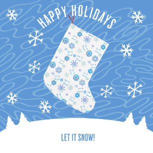 Petite Chaussette De Noël Laisser il neige bleu couleur choix Arrière - plan