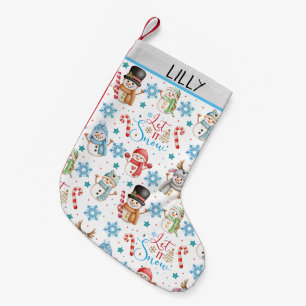 Petite Chaussette De Noël Laisser la neige Snowman Motif Noël