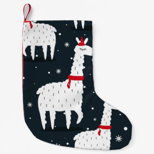 Petite Chaussette De Noël Lamas, fond dessiné à la main. Patte colorée et tr