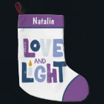 Petite Chaussette De Noël L'Amour Et La Lumière Hanoukka Chanukah Nom Person<br><div class="desc">Ce design de vacances Hanoukka présente le texte "Amour et Lumière" dans la typographie moderne. Personnalisez avec votre nom en modifiant le texte dans les zones de texte fournies. #hanoukka #chanukah #vacances #bijoux #bas #hanukkahdécor #décoration #maison #décoration</div>