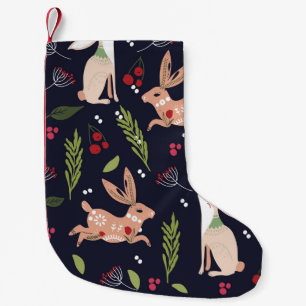 Petite Chaussette De Noël Lapin d'art populaire scandinave