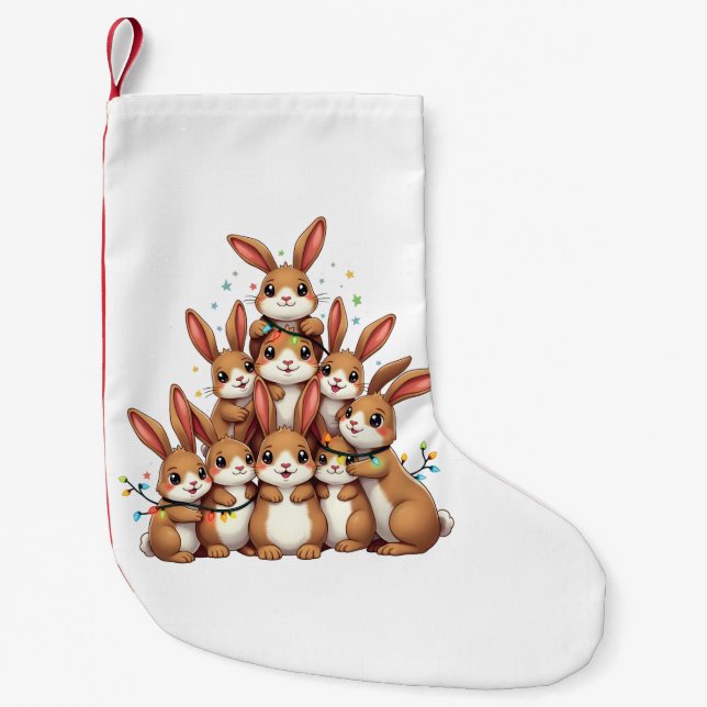 Petite Chaussette De Noël Lapins Noël Arbre Joyeux Noël Noël Noël Noël Noël (Devant)