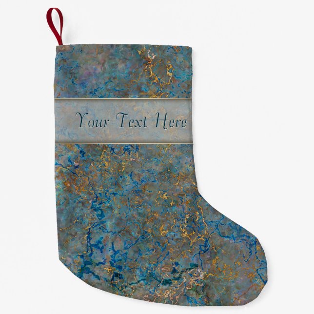 Petite Chaussette De Noël Lapis de luxe Lazuli Marbre bleu et or (Devant)
