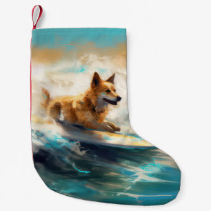 Petite Chaussette De Noël Lapphund Plage Finlandaise Plage Surf Peinture